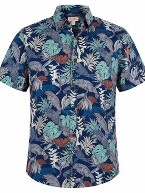 Cat & Jack boys XL 16 Hawaiian shirt 100% rayon lightweight cool shades of blue